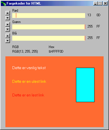 Fargekoder for HTML v1.0